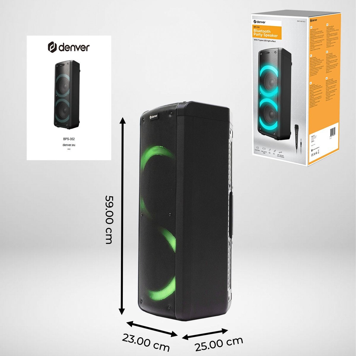 Haut-parleur Denver, Bluetooth, Party Box Disco, Lights, Noir