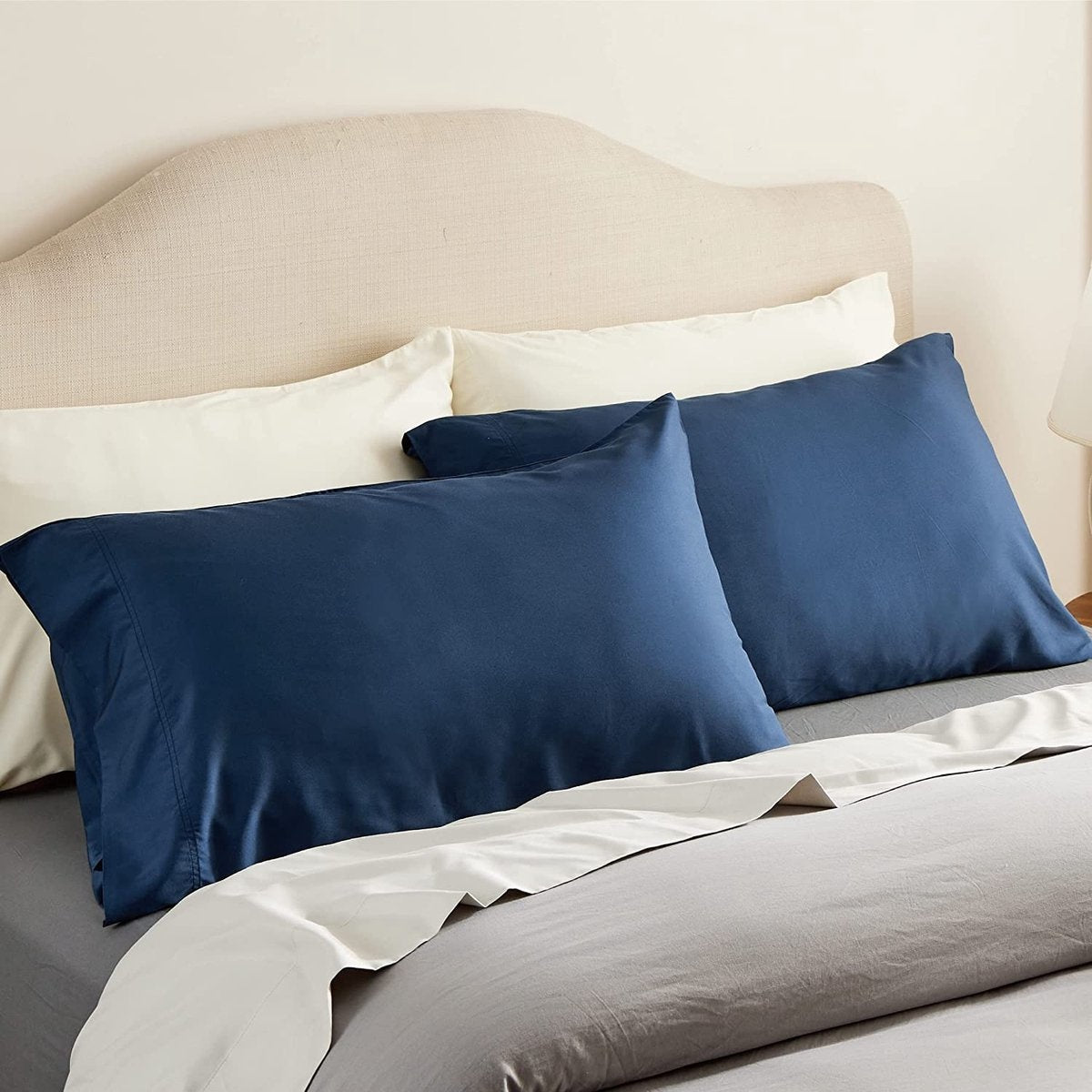 Kalm Kussensloop 60x70cm - 100% Hoogwaardige Katoen - Comfortabel en Vochtregulerend - Blauw/Wit