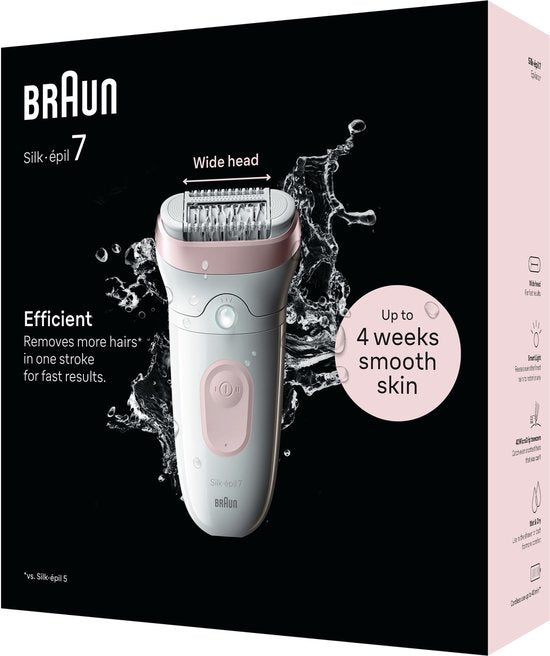 Braun Silk·épil 7 - Épilateur pour une épilation facile - Une peau lisse durablement - 7-000 - Blanc/Flamingo