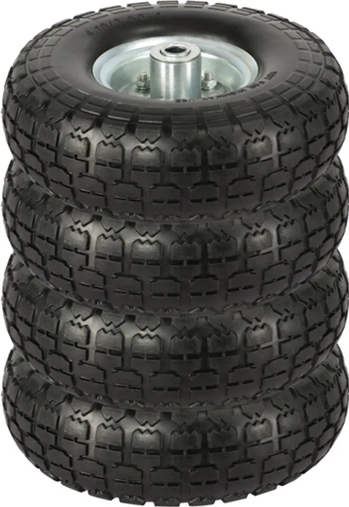 Yaheetech - Lot de 4 roues en PU massif - Ø 255 mm - Roues de rechange anti-crevaison avec jante métallique pour diable et brouette