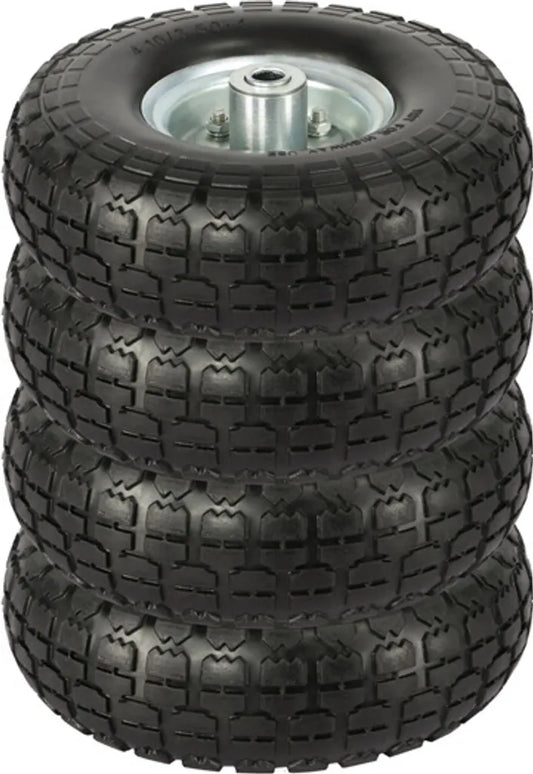 Yaheetech - Lot de 4 roues en PU massif - Ø 255 mm - Roues de rechange anti-crevaison avec jante métallique pour diable et brouette