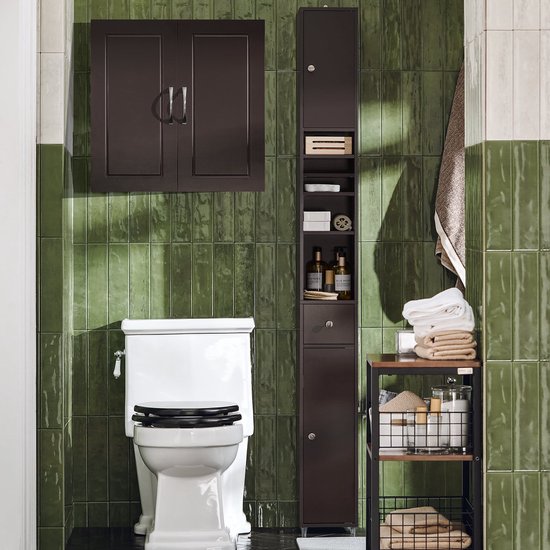 SoBuy FRG231-BR Meuble de salle de bain - Bois composite marron avec tiroir et étagère