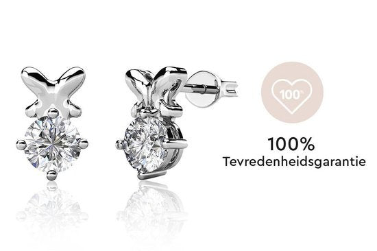 Yolora Boucles d'oreilles pour dames avec cristaux Kalpa Camaka - couleur argent - plaqué or blanc 18K - Clous d'oreilles - Cadeau de fête des mères