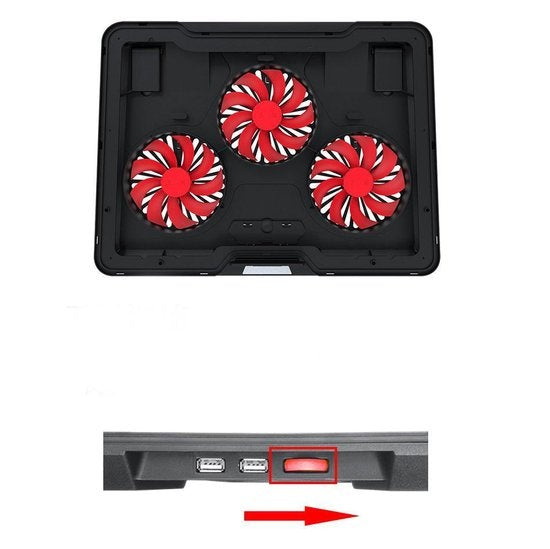 Fuegobird Laptop Cooler - Support et refroidisseur pour ordinateur portable - 3 ventilateurs - Réglable - RGB - Max 17 pouces - Noir
