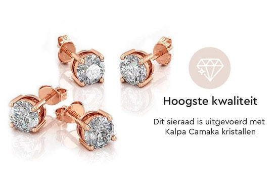 Boucles d'oreille - Yolora - Avec cristaux Kalpa Camaka - Couleur rose - Plaqué or rose 18K