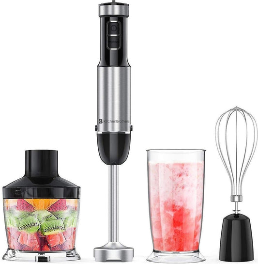 Mixeur plongeant 4 en 1 - KitchenBrothers - Hachoir - 800W - 600ML - Acier inoxydable