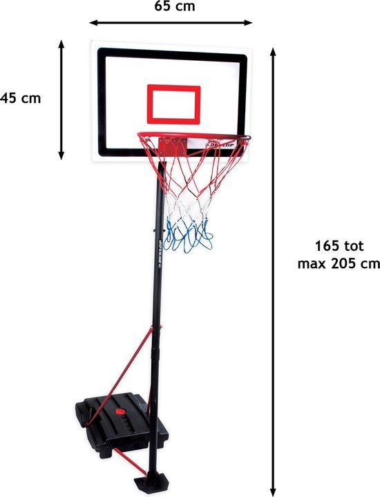Dunlop Basketball Set - Junior playset - Hauteur réglable : 165 - 205 cm - Support de basket, ballon, pompe