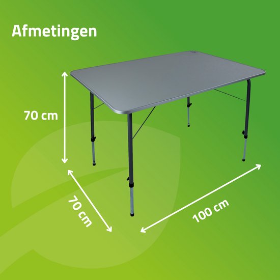 Bo-Camp - Table de camping - Réglable en hauteur - 100x70 cm