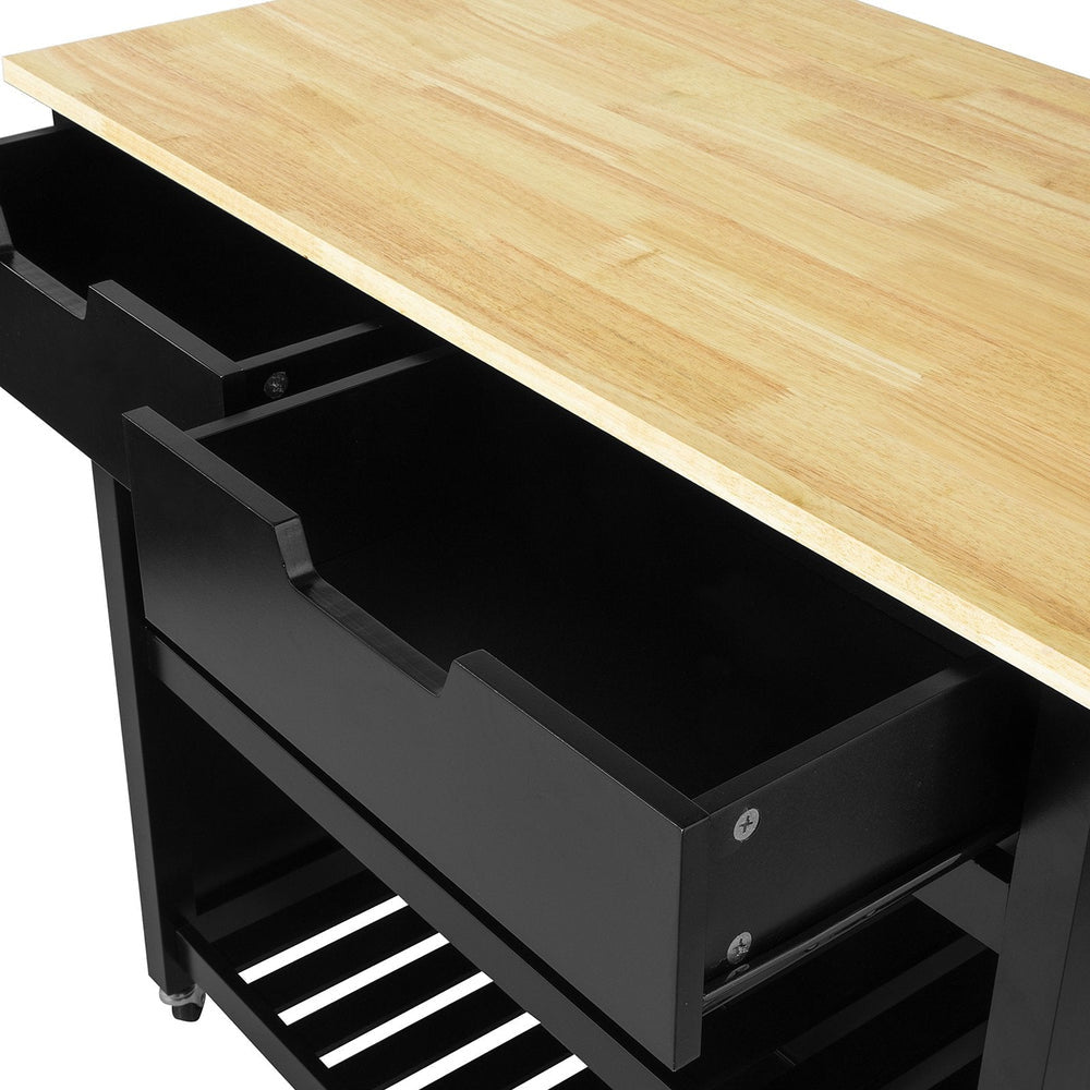 SoBuy FKW74-SCH Chariot de cuisine sur roulettes - 2 tiroirs et 2 étagères - 100x94x60 cm - Noir