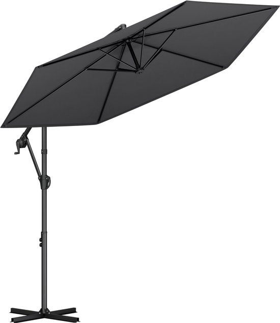 LifeGoods Parasol flottant - Rond Ø300 cm - UPF 50+ et Imperméable - Gris foncé