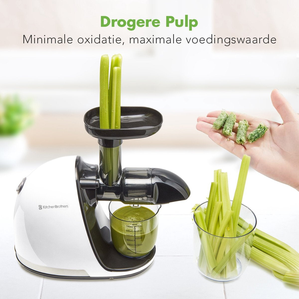 KitchenBrothers Slowjuicer - Presse-agrumes - 700ml - Blanc