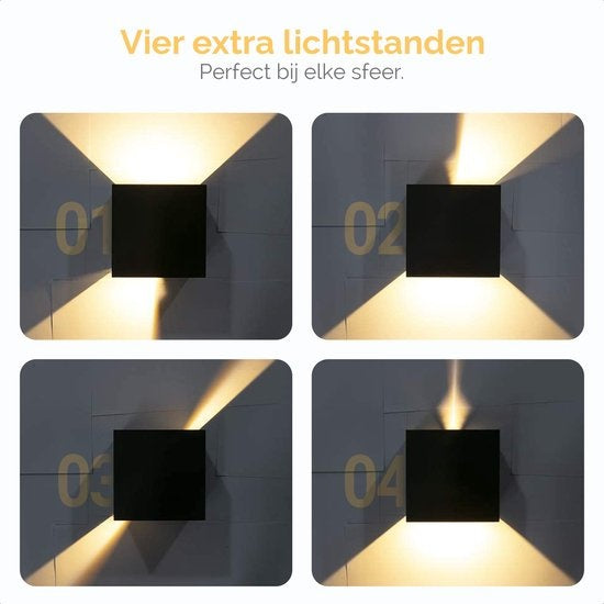 Lampe Goliving - Applique noire intérieur et extérieur - Lampe cube industrielle - Lampe d'extérieur - Eclairage LED étanche - Economique et inoxydable - 10x10x10 cm
