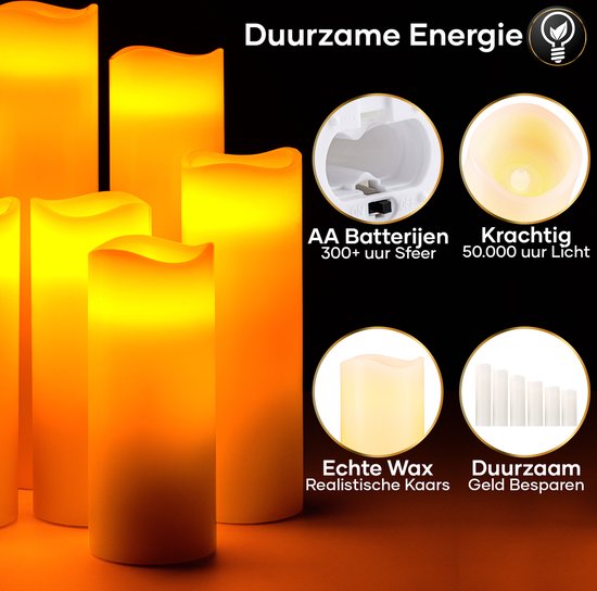 Happy Goods® - Set de bougies Led 9 pièces - VRAIE CIRE - 2 télécommandes - flamme mobile