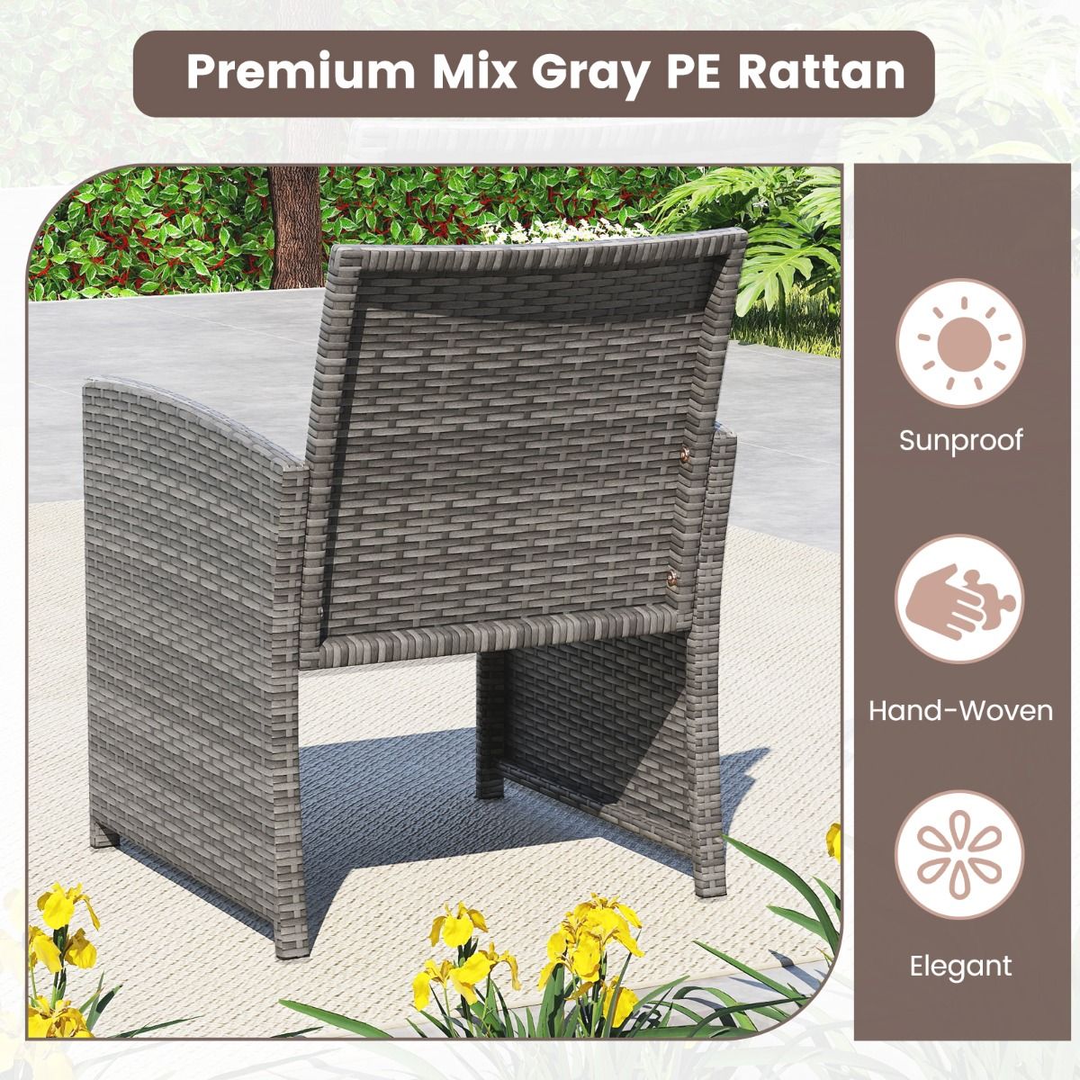 Ensemble de mobilier de jardin Coast 4 pièces - ensemble de salon en rotin avec coussins blancs - table avec verre de sécurité - gris