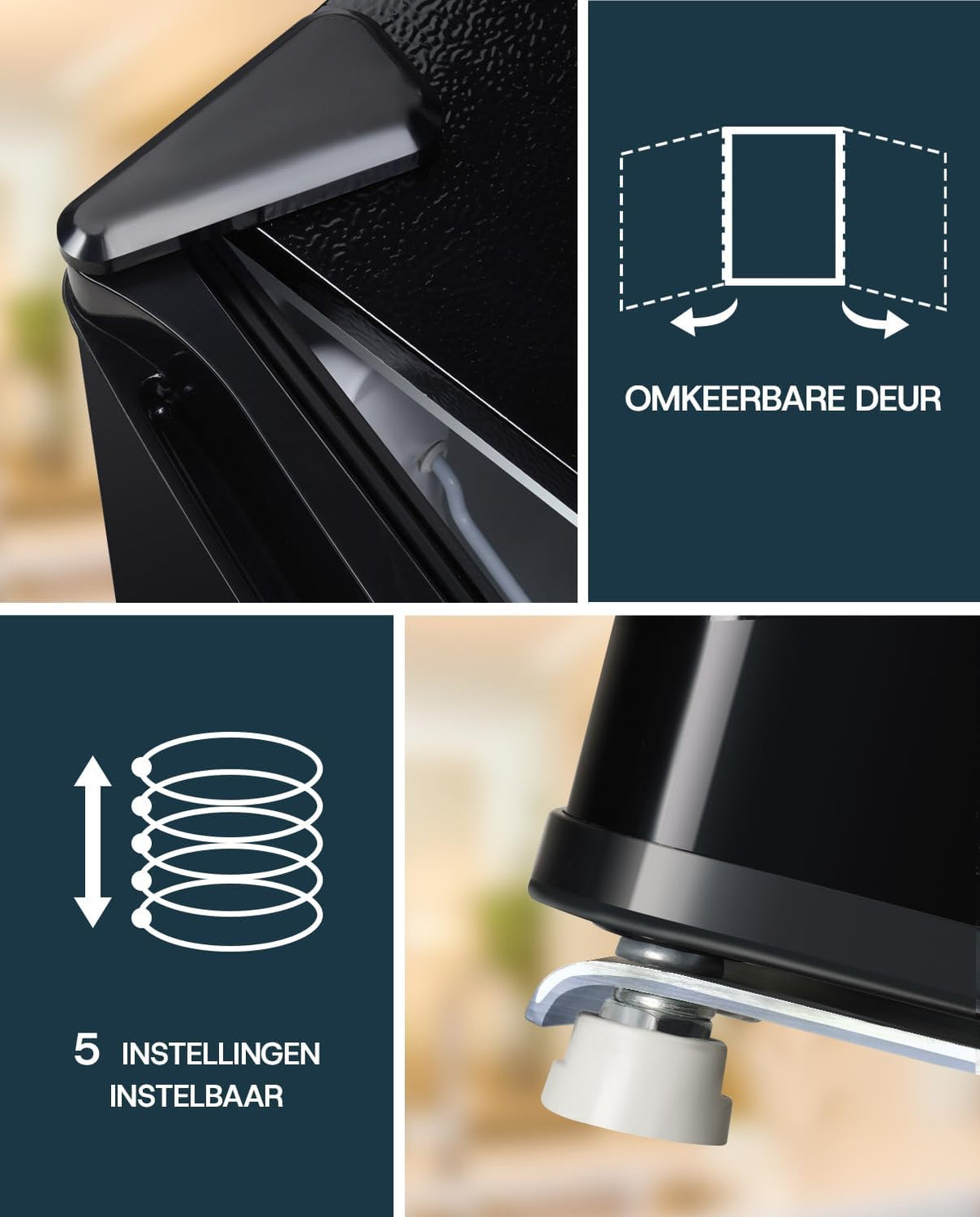Mini-réfrigérateur Upstreman avec compartiment congélateur FR17 – 46 litres – Silencieux (41 dB) – Noir – Métal
