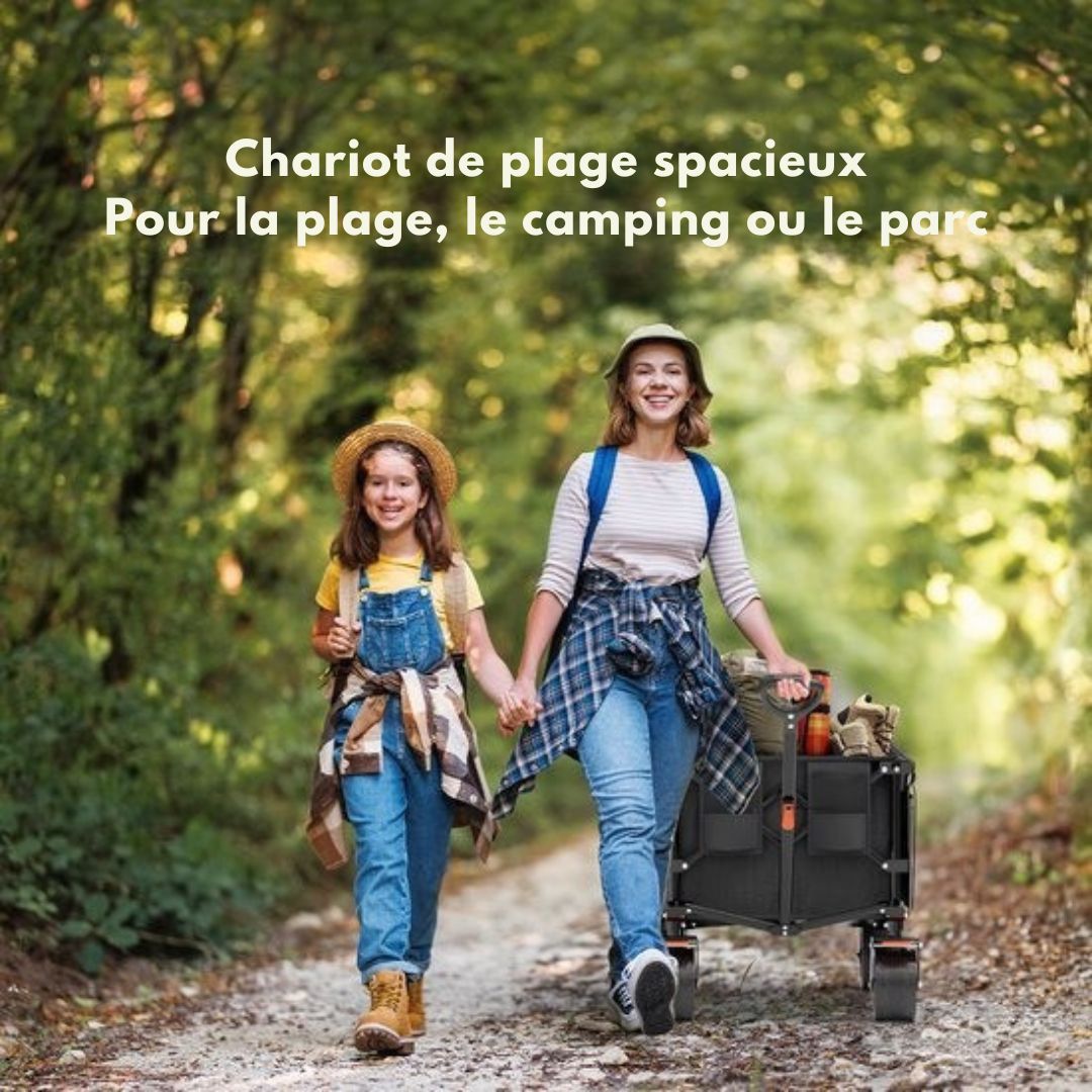 Chariot à roulettes - LifeGoods - XL - pliable - 200L - 150KG de capacité de charge - Noir