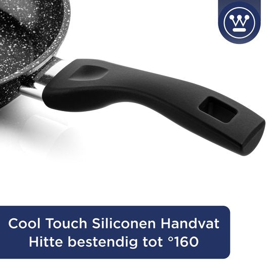 Westinghouse Poêle à griller - Ø 28 cm - Induction - Sans PFOA - Marbre noir