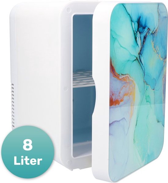 Soft&Silky Réfrigérateur pour soins - Réfrigérateur pour maquillage - 6,5L - 2°C à 40C - Marbre - Organiseur - Réfrigérateur - Beauté - Soins