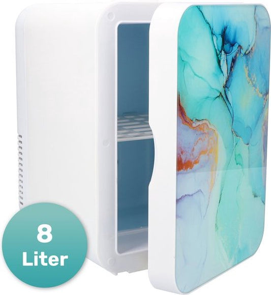 Soft&Silky Réfrigérateur pour soins - Réfrigérateur pour maquillage - 6,5L - 2°C à 40C - Marbre - Organiseur - Réfrigérateur - Beauté - Soins