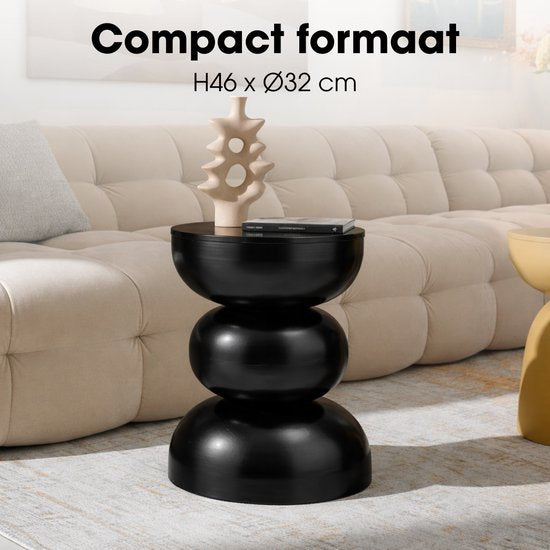 Mica Decorations Luna Table d'appoint - Table d'appoint ronde H46 x Ø32 cm - Petite table en fer pour chambre ou salon - Table de chevet ou table pour plantes - Noir