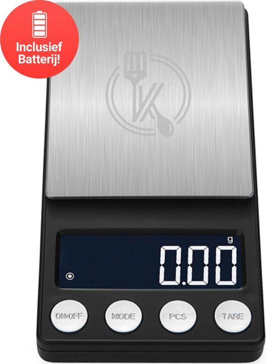 Kitchenwell digital mini precision kitchen scale - 0.01 à 200 grammes - 14.2 x 7.5 cm - balance de poche à piles - balance de cuisine