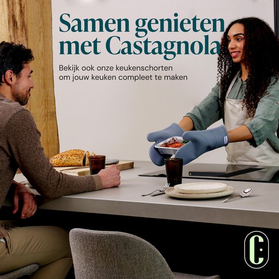 Gants de four Castagnola - Sur-gants résistants à la chaleur - Gants de four en silicone - Résistants à la chaleur jusqu'à 250°C - Certifiés EN407 - Coton - Gris