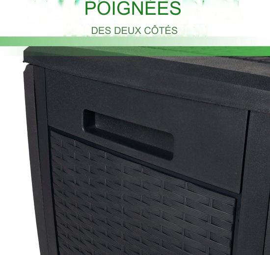 Boîte de rangement de jardin - Lifetime Garden - avec roues et poignées - 310L - Noir
