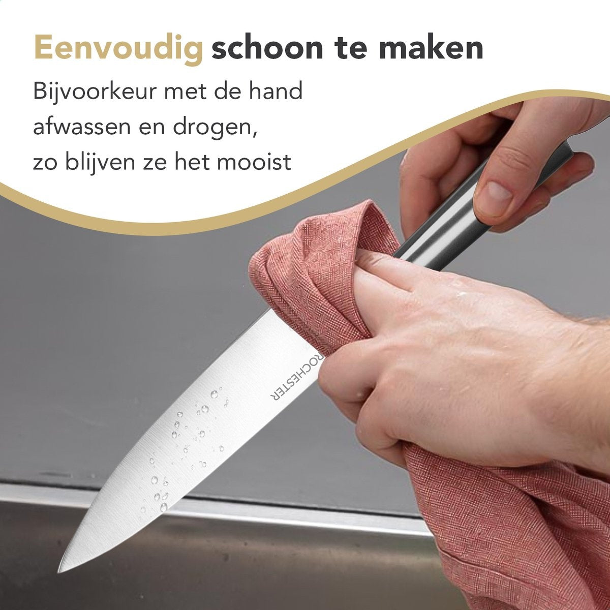 Ensemble de 14 couteaux avec bloc et aiguiseur de couteaux - Rochester - Acier inoxydable - Revêtement résistant aux rayures