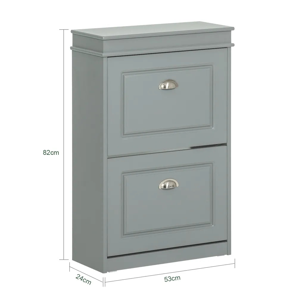 SoBuy FSR78-HG Armoire à chaussures avec 2 abattants Rack à chaussures Shoe Tipper Schuhkipper With 4 Shelves G GreyHT Approx : 54x82x24cm