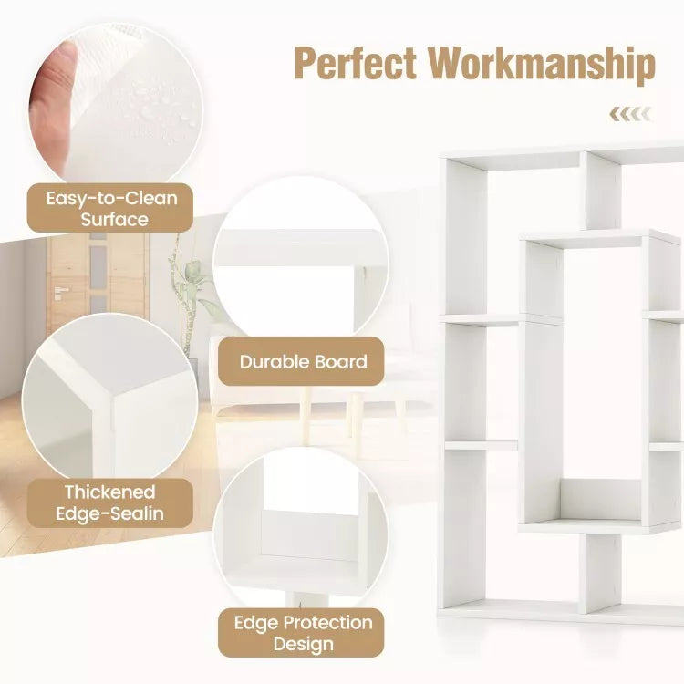 Bibliothèque Coast - 7 compartiments - Design anti-basculement - 61 x 20 x 90 cm - Blanc