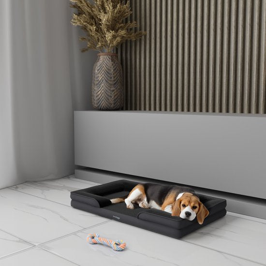 Panier orthopédique pour chien CozySense® - 60 x 42 cm - Taille S - Lit imperméable pour chien avec housse lavable - Convient comme coussin de banc - Noir