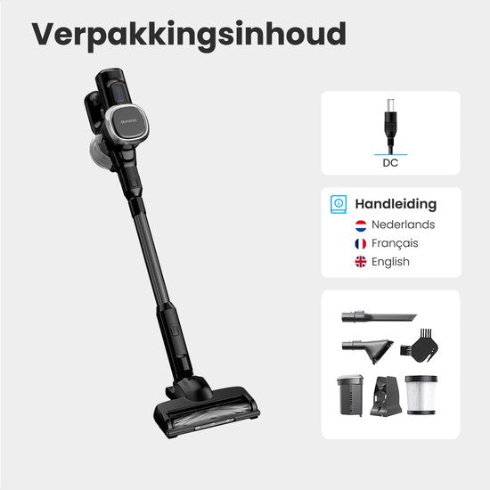 Auronic Aspirateur Bâton Sans Fil - Aspirateur Bâton Autonome - Sans Sac - 220W - Aspirateur - Noir