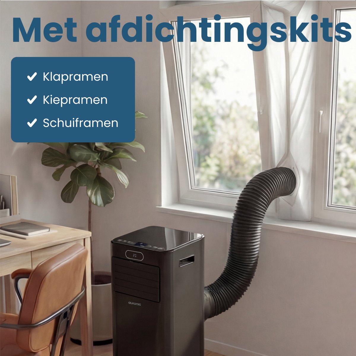 Climatiseur portable Auronic blanc - 7 000 BTU - Jusqu'à 20 m² - 3-en-1 - Avec kits de calfeutrage pour fenêtres