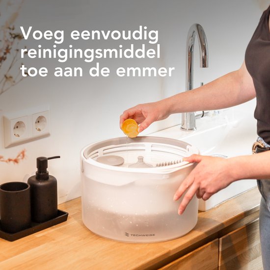 Techweise Mop System Mop with smart bucket - Adjustable handle - Complete Mop Set - Floor Wiper - Mop