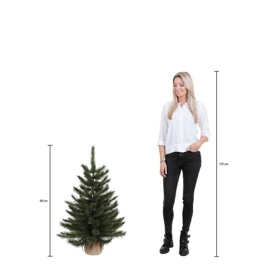 Black Box Trees Glendon Artificial Christmas Tree in Pot with 30 LED Lights - H90 x Ø51cm - Green
