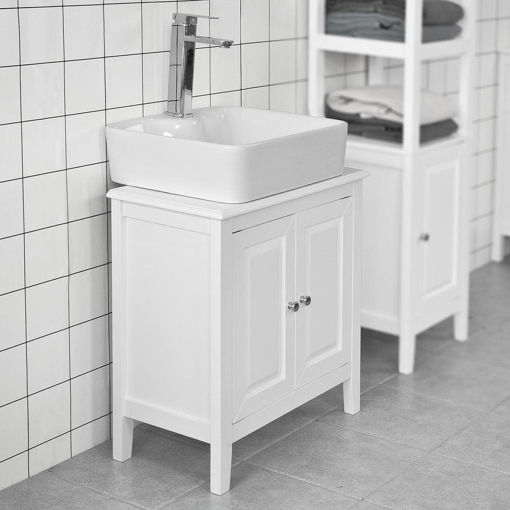 Meuble évier blanc SoBuy, FRG202-W, 2 portes, 70x38x20 cm, Blanc