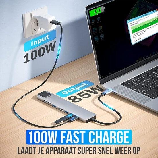 Strex 8 in 1 USB C Hub - Docking Station - USB Splitter - 4K HDMI - USB A - USB C - Ethernet - Micro SD - Convient aux ordinateurs portables, Macbook, Windows