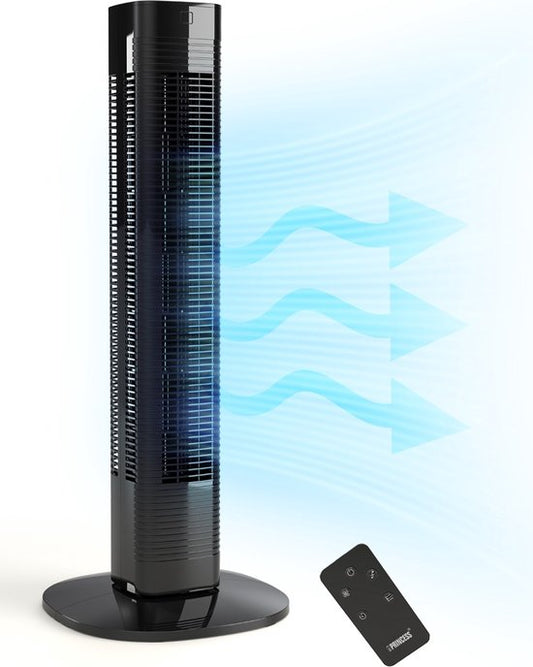 Ventilateur colonne intelligent 80 cm – Application et télécommande – Minuterie – Économe en énergie – Princess 358230 – Noir