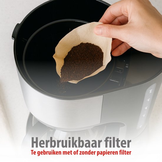 Cafetière Alpina à filtre 750 W - Cafetière avec filtre réutilisable - Cafetière avec carafe en verre de 1,25 L - 10 tasses de café à la fois - Cafetière anti-gouttes