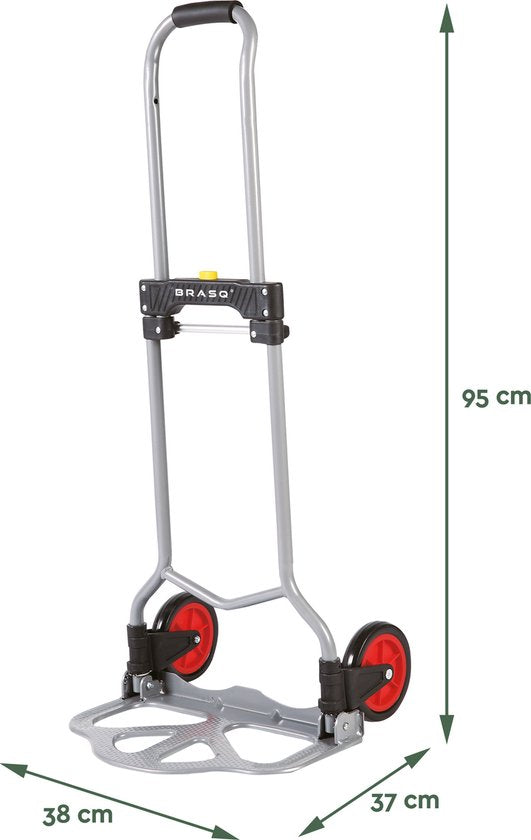 BRASQ Chariot pliant avec épingle à bagages - Capacité 60 KG - Chariot de transport - Chariot à plate-forme - Chariot en acier