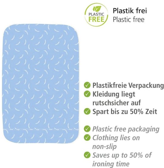 WENKO Air Comfort, tapis de repassage, bleu, à motifs, coton, 1 300 mm, 650 mm