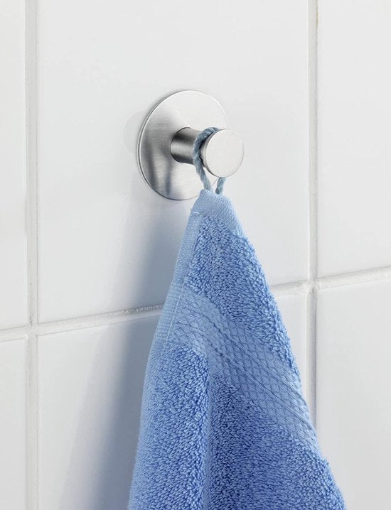 Crochets ronds autocollants pour serviettes Wenko - Argent - À accrocher sans percer | Autocollants