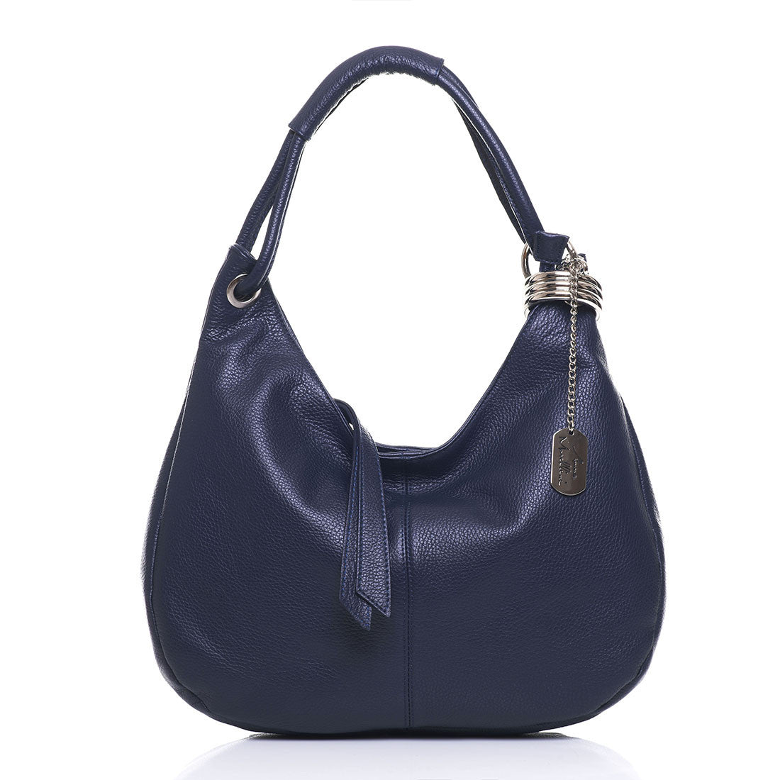 Anna Morellini Alba - Sac à bandoulière de luxe fait main en cuir 100 % italien - Bleu tendance