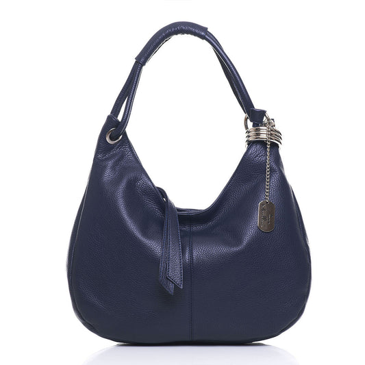 Anna Morellini Alba - Sac à bandoulière de luxe fait main en cuir 100 % italien - Bleu tendance