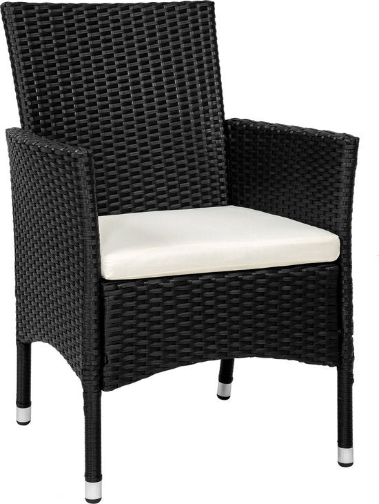 tectake® - set de 2 chaises de jardin en osier avec 4 housses de coussin - noir - 404549 - poly-rattan