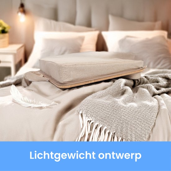 Coussin pour ordinateur portable - Lap table - Ajustable - Support pour travailler à la maison - Table de lit - Plateau pour ordinateur portable et support pour tablette - Bambou