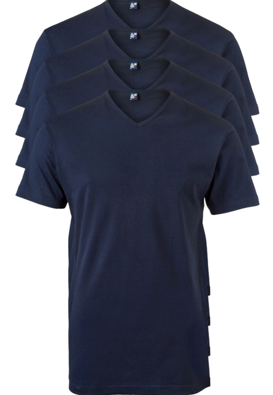 Alan Red - S - T-shirt Vermont - col en V - pack de 4 - Navy