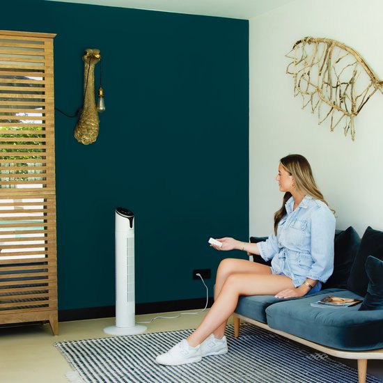 VONROC Luxury Fan - Ventilateur de tour - hauteur 86 cm - télécommande incluse - 3 vitesses - fonction swing - minuterie de 15 heures - blanc