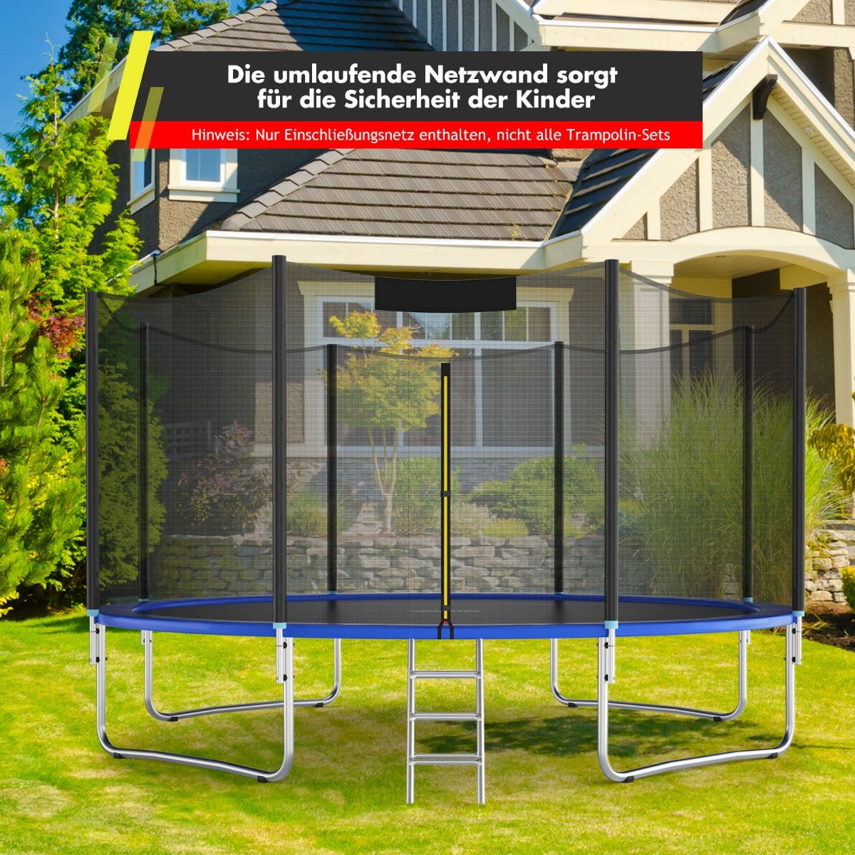 Coast Ø 427 cm filet de sécurité pour trampoline pour remplacer les trampolines de jardin à l'extérieur avec fermeture à glissière