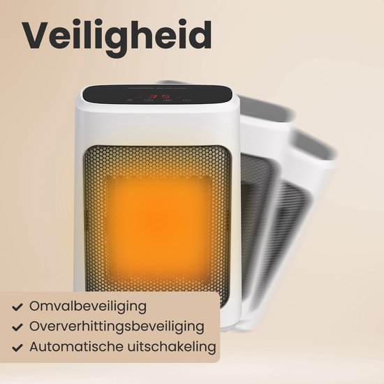 Auronic Fan Heater Digital - Chauffage céramique - Portable - Chauffage 2000W - Blanc